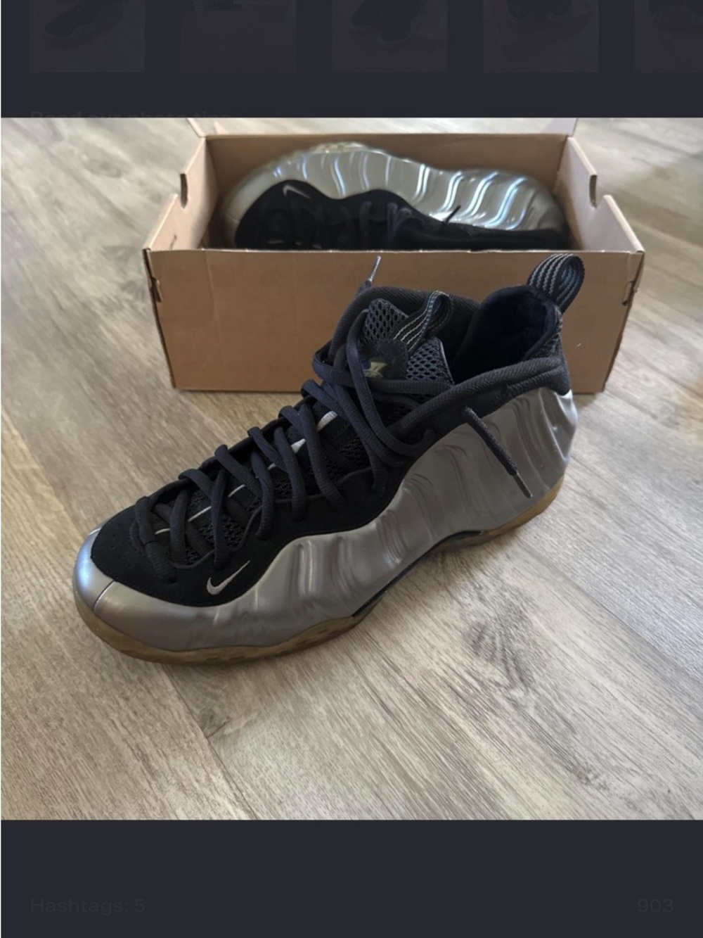 Nike Men’s Foamposite in Black and Metallic Silver Pewter  ( With Box✅ )